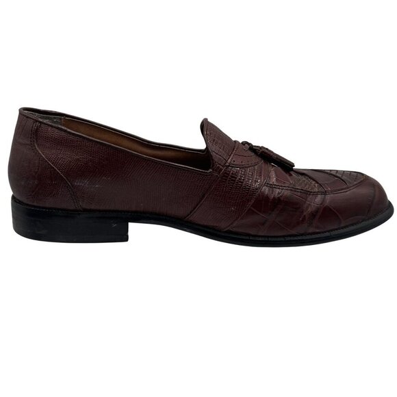 Stacy Adams Mens 11M Genuine Snake Leather Tassel Loafers Slip On Timeless Retro - Picture 10 of 15